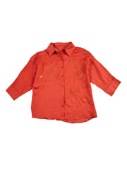 Astron – Rust Embroidered Shirt with Sequin Accents