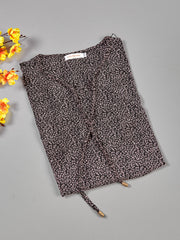 Astron – Black Textured Top with Bell Sleeves