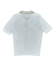 Astron - Ribbed Knit Polo Shirt with Collar