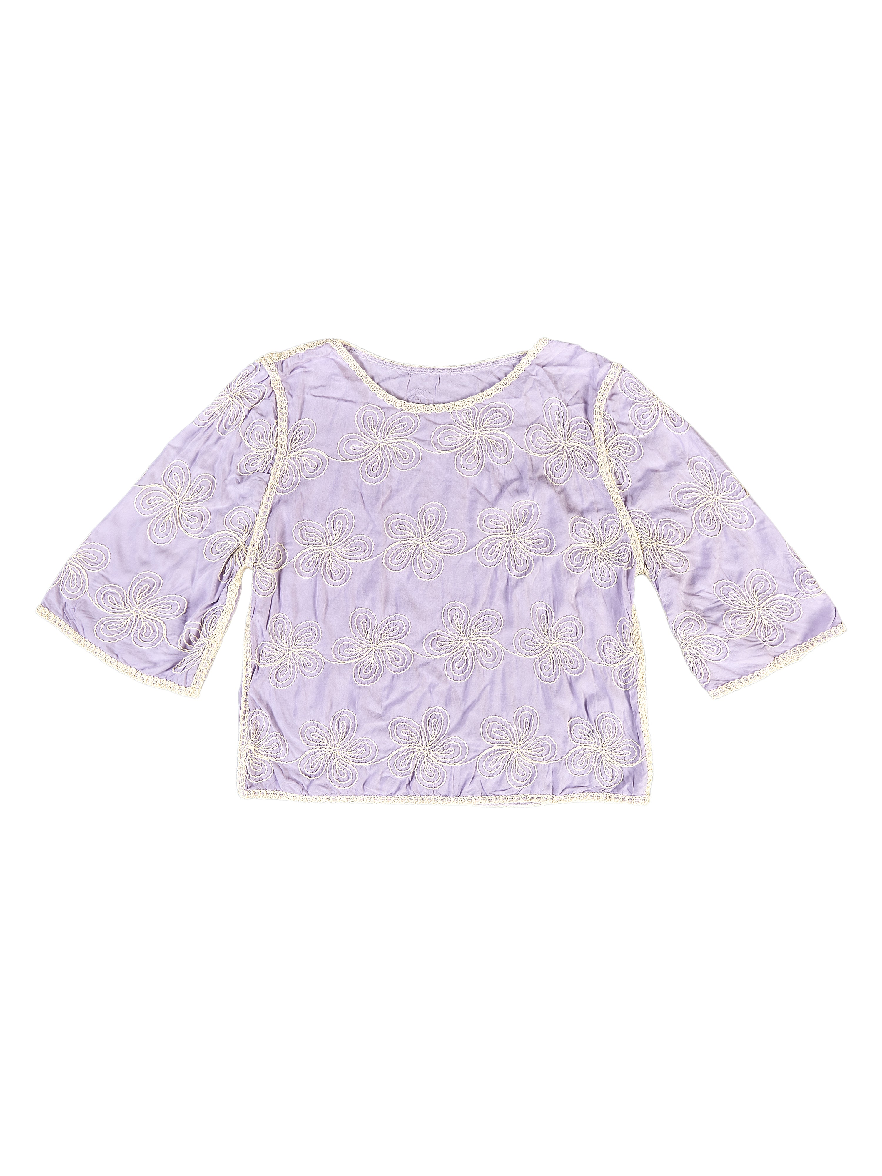 Astron – Crop Top with White Floral Embroidery