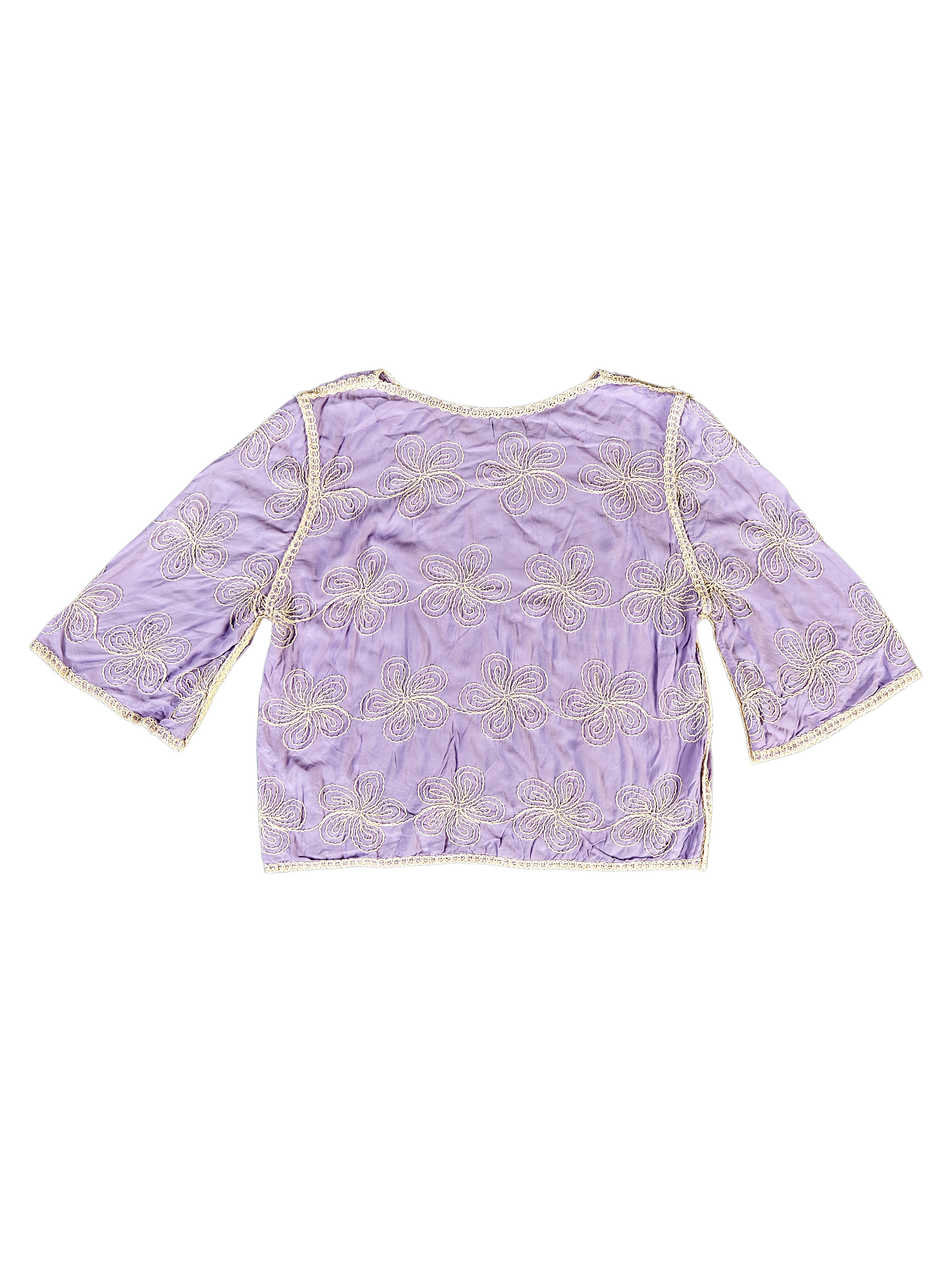 Astron – Crop Top with White Floral Embroidery