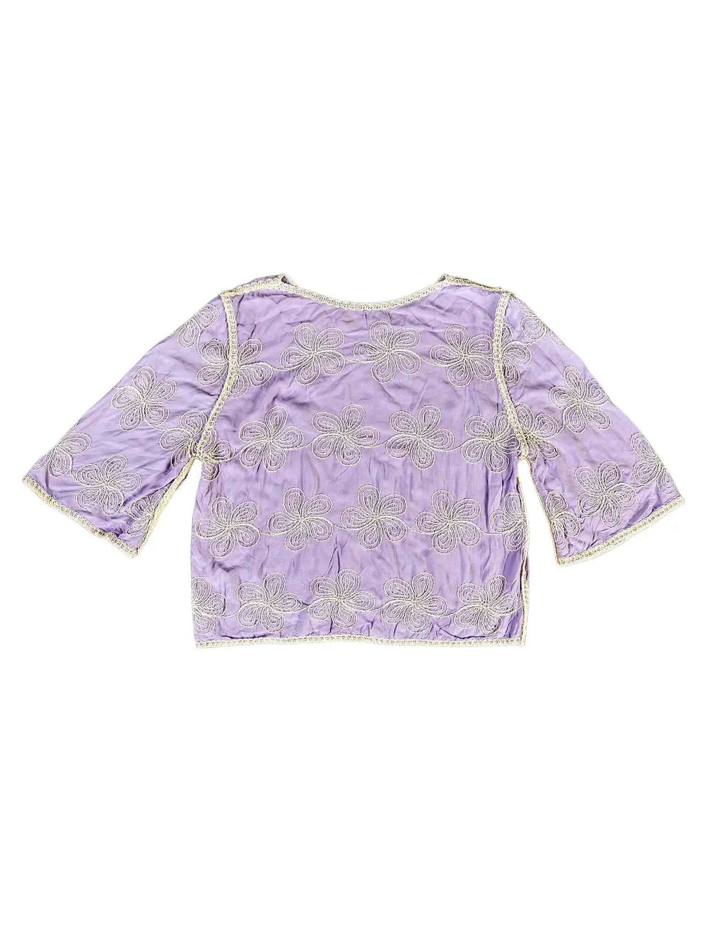 Astron – Crop Top with White Floral Embroidery