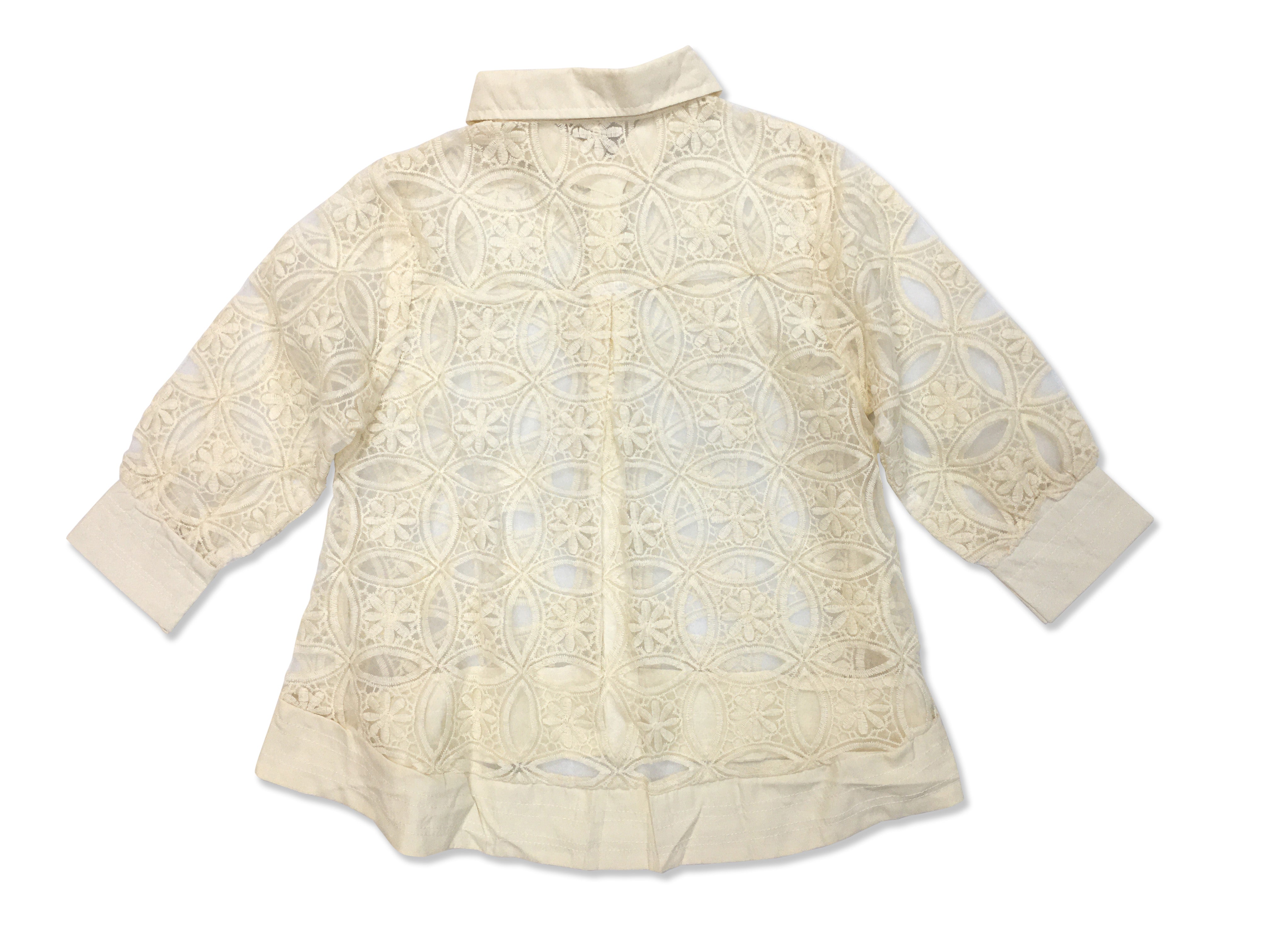 Astron –  Lace Shirt with Geometric Floral Overlay