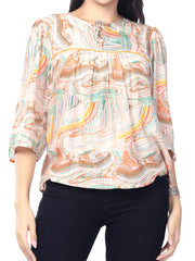 Astron – 3/4 Sleeve Printed Top for Women