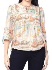 Astron – 3/4 Sleeve Printed Top for Women