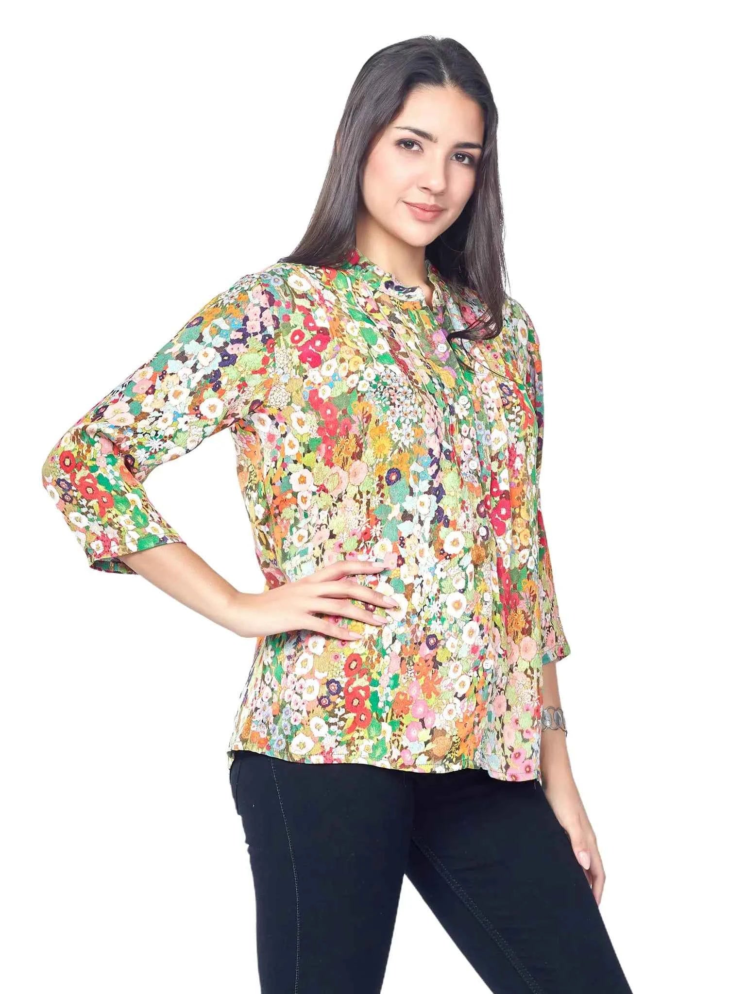 Astron – Pleated Sleeve Top for Women – Elegant Style