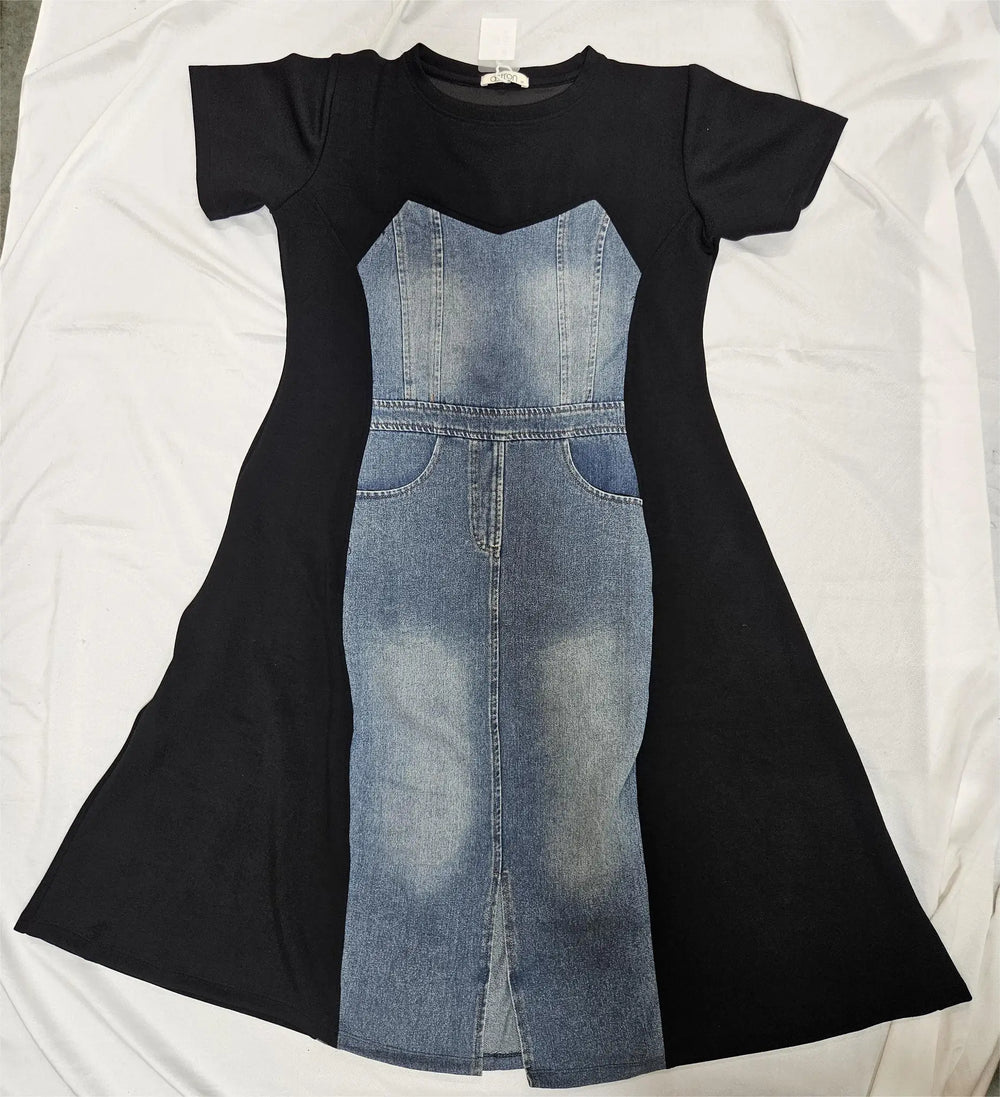 Women’s Denim Panel Midi Dress - ASTRON