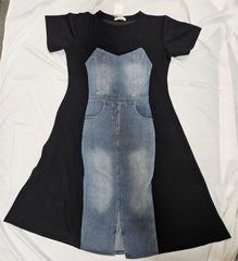 Women’s Denim Panel Midi Dress