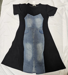 Women’s Denim Panel Midi Dress - ASTRON