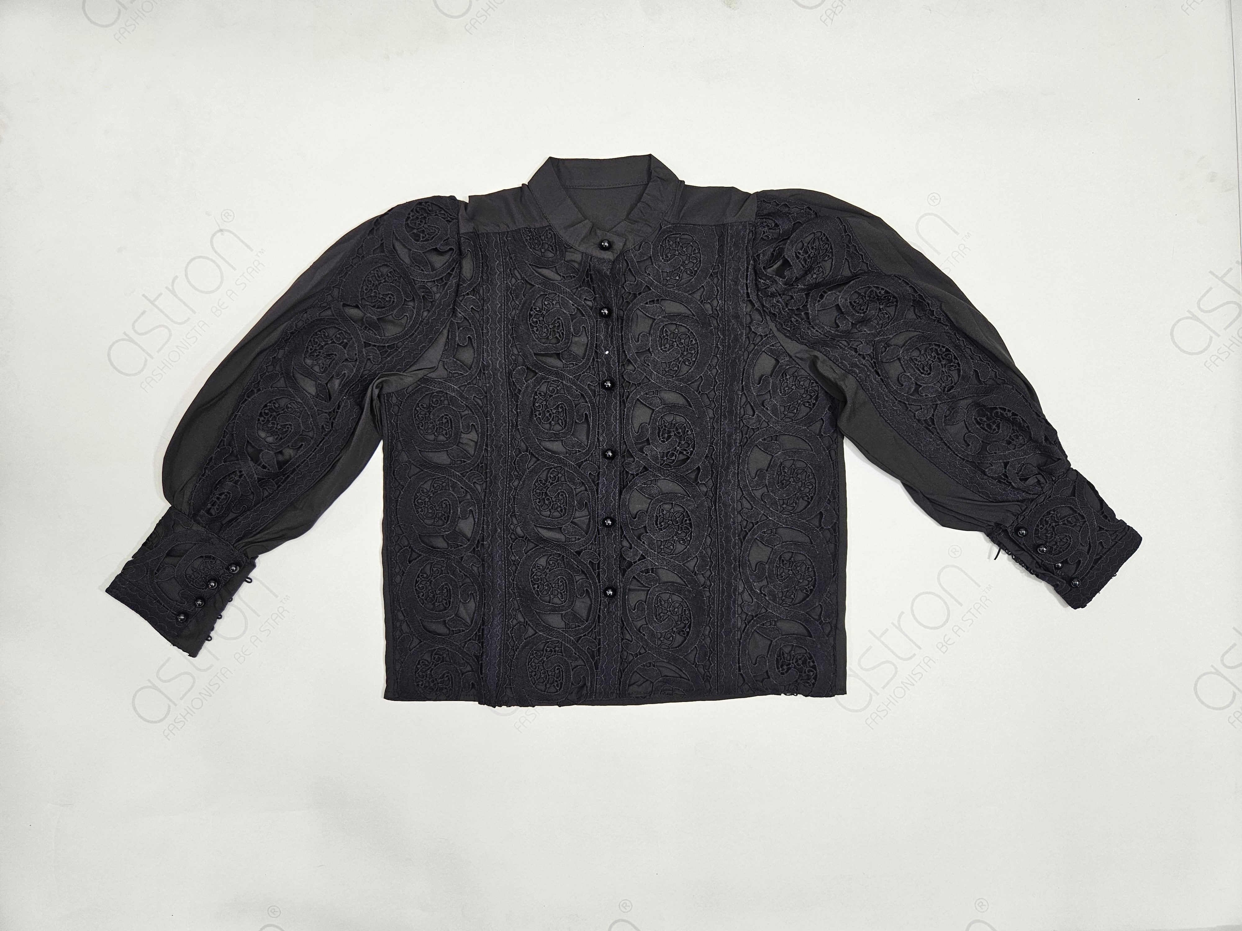 Women’s Black Lace Full-Sleeve Shirt