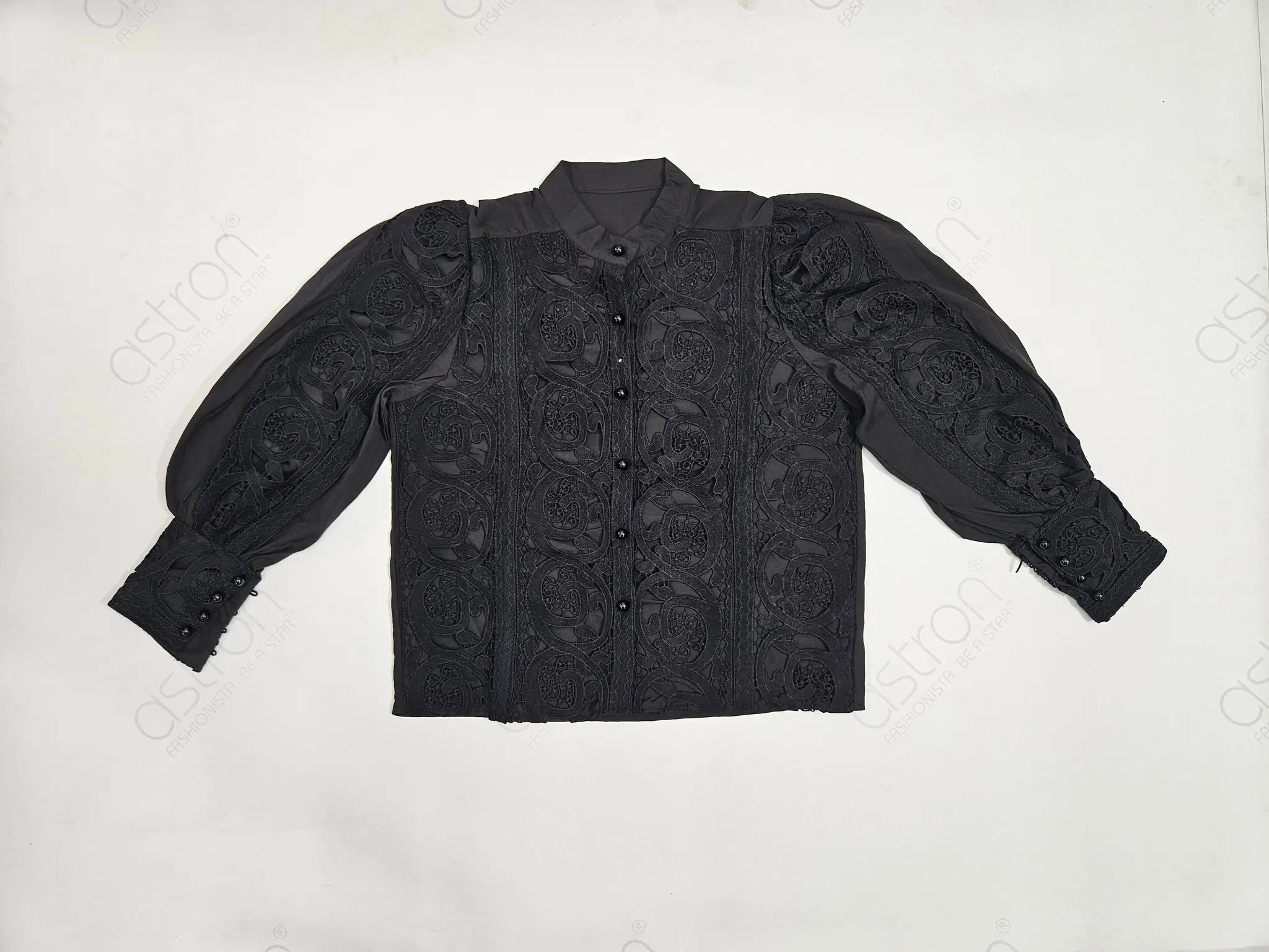 Women’s Black Lace Full-Sleeve Shirt - ASTRON
