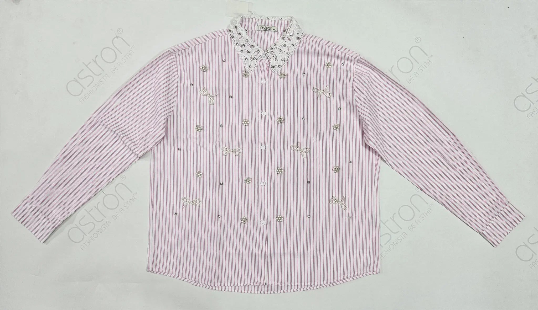 Women's Striped Embellished Shirt for Trendsetting Fashionistas - ASTRON