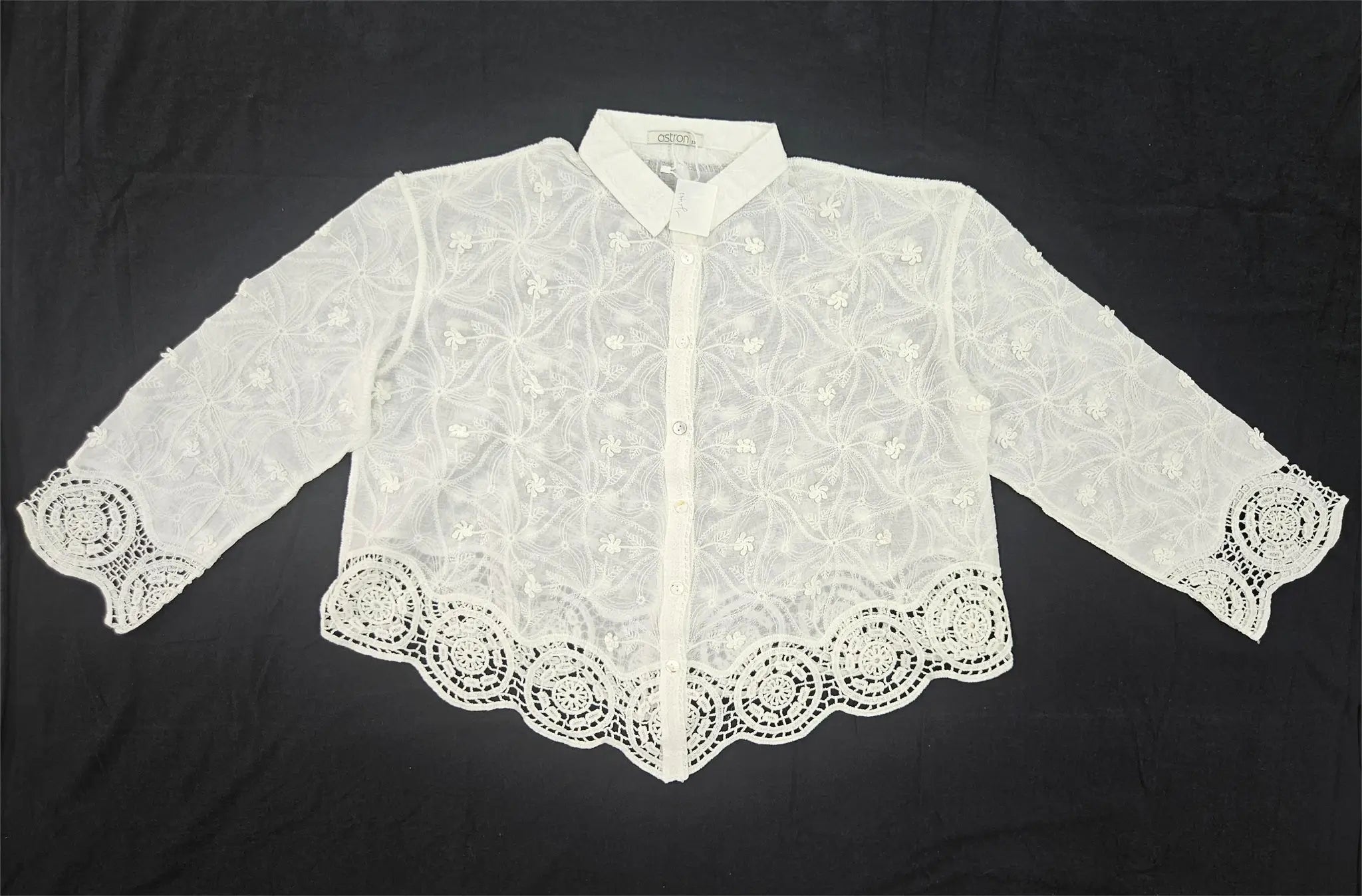 Women’s Lace Shirt with Embroidered Lace Detail - ASTRON