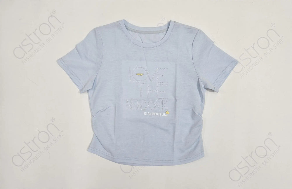 Love the New York Crop Top – Cotton Spandex Half Sleeve Tee - ASTRON