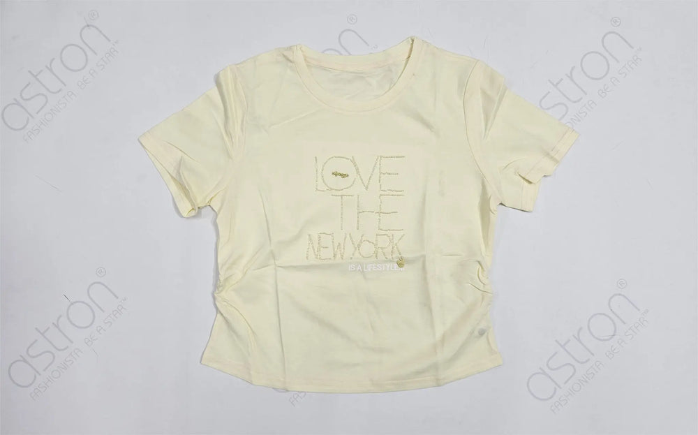 Love the New York Crop Top – Cotton Spandex Half Sleeve Tee - ASTRON