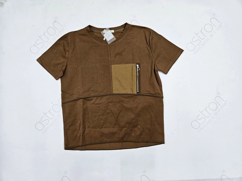 Women’s Box Fit Contrast Pocket Top with Zip Detail - ASTRON