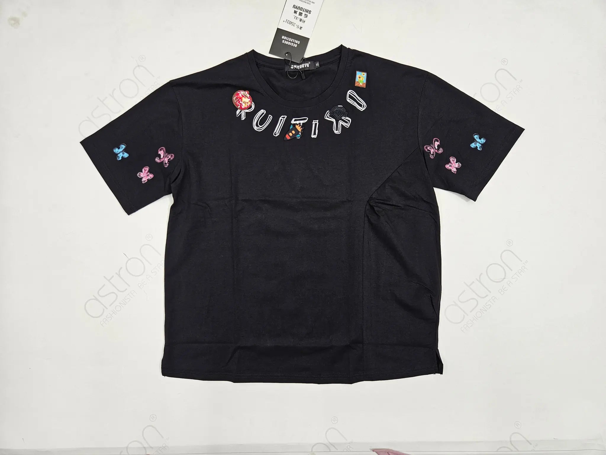 Women’s Oversized Embroidered Down-Shoulder T-Shirt - ASTRON