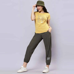 Astron – Women’s Half Sleeves Comfort Fit Mustard Color Cotton T-Shirt