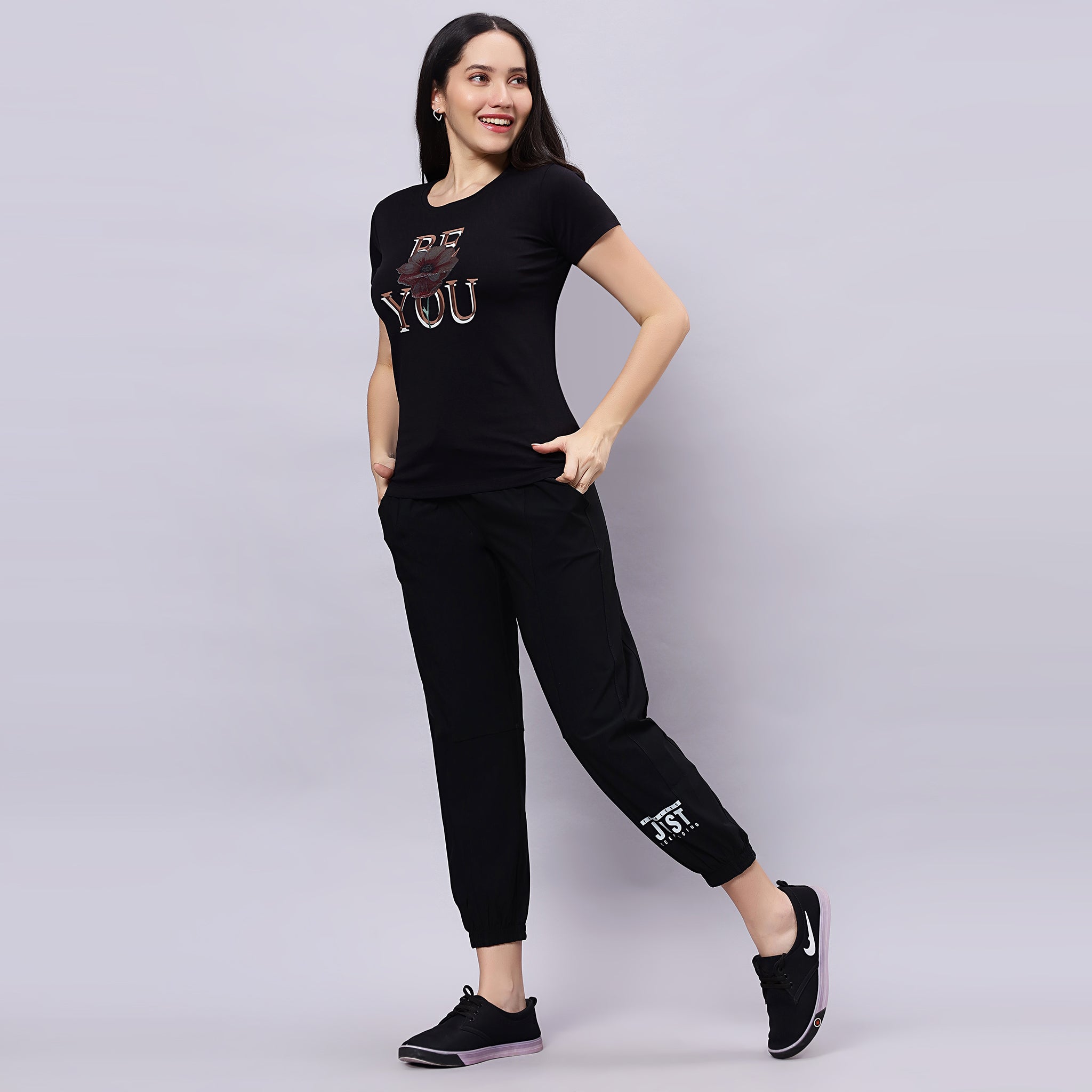 Half Sleeve Round neck Sequence Applied T-shirt.