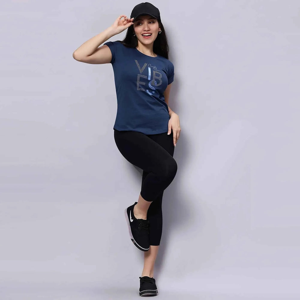Astron – Women’s Half Sleeves Comfort Fit Mustard Color Cotton T-Shirt