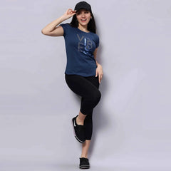 Astron – Women’s Half Sleeves Comfort Fit Mustard Color Cotton T-Shirt