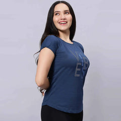 Astron – Women’s Half Sleeves Comfort Fit Mustard Color Cotton T-Shirt