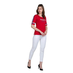 Astron Raglan Sleeves Printed T-Shirt for Women - Stylish and Comfy Cotton Top - ASTRON