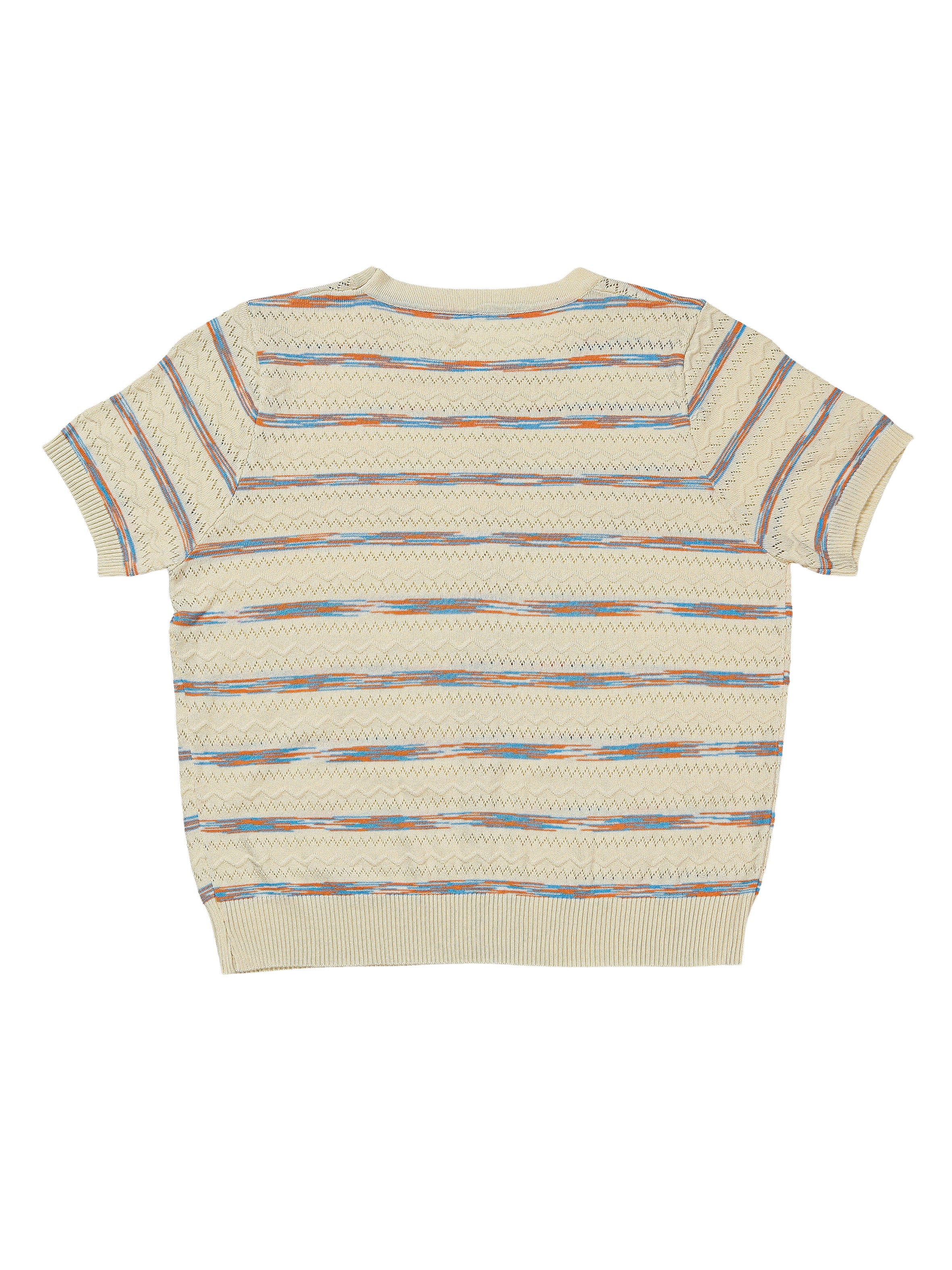 Astron - Cream Knit Top With Multicolored Stripes