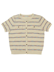 Astron - Cream Knit Top With Multicolored Stripes