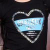 Black Sparkle Print Round Neck Girl's Cotton T-shirt