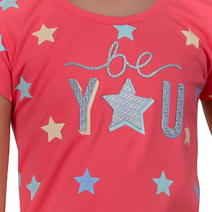 Star Printed Girl's Half Sleeve T-shirt