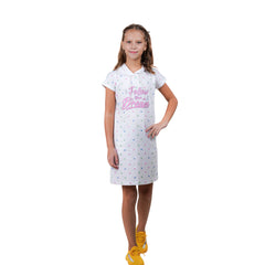 Polka Dots Print Girls Magyar Sleeves Hooded Tunic Dress.