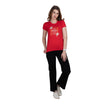 Red Half Sleeves Round Neck Women's Cotton T-shirt