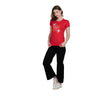 Red Half Sleeves Round Neck Women's Cotton T-shirt