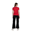 Red Half Sleeves Round Neck Women's Cotton T-shirt