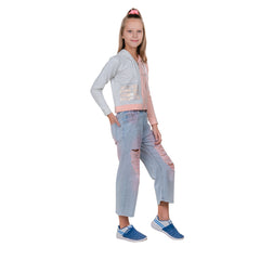 Girl's Long Sleeve Zip-through Hoodie.