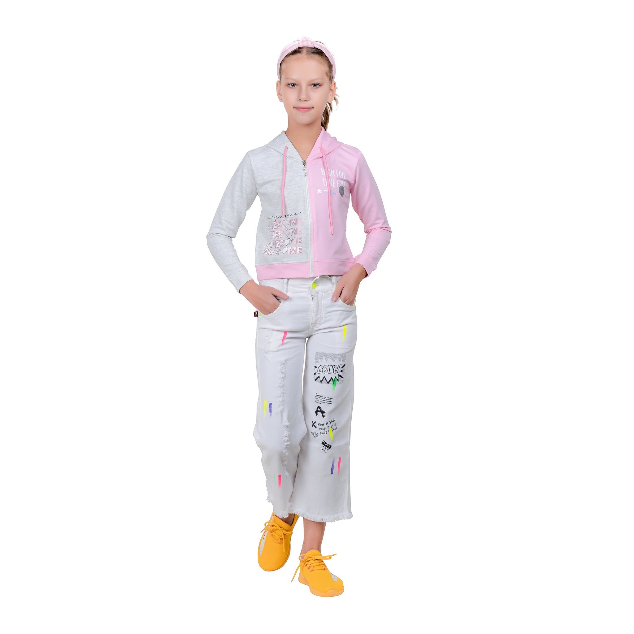 Girl's Long Sleeve Zip-through Hoodie.