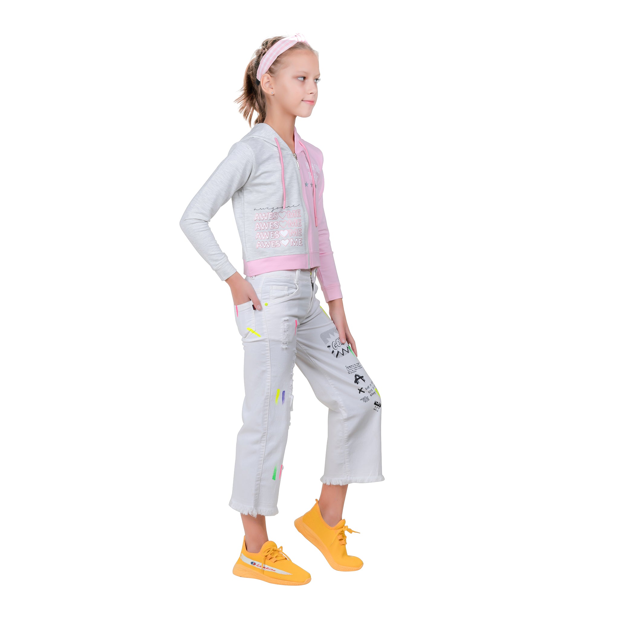 Girl's Long Sleeve Zip-through Hoodie.