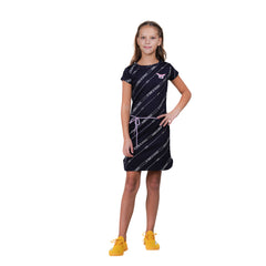 Girl's Navy Colour Half Sleeve Round Neck Tunic Dress.