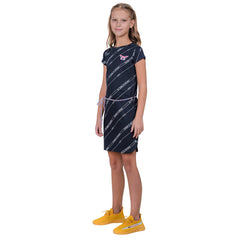 Girl's Navy Colour Half Sleeve Round Neck Tunic Dress.