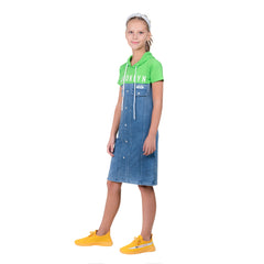 Girl's Green Denim Tunic Dress.