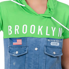 Girl's Green Denim Tunic Dress.