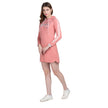 Peach Full Sleeves Hoodie Cotton Midi Dress For Women