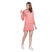 Peach Full Sleeves Hoodie Cotton Midi Dress For Women