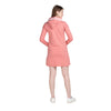 Peach Full Sleeves Hoodie Cotton Midi Dress For Women