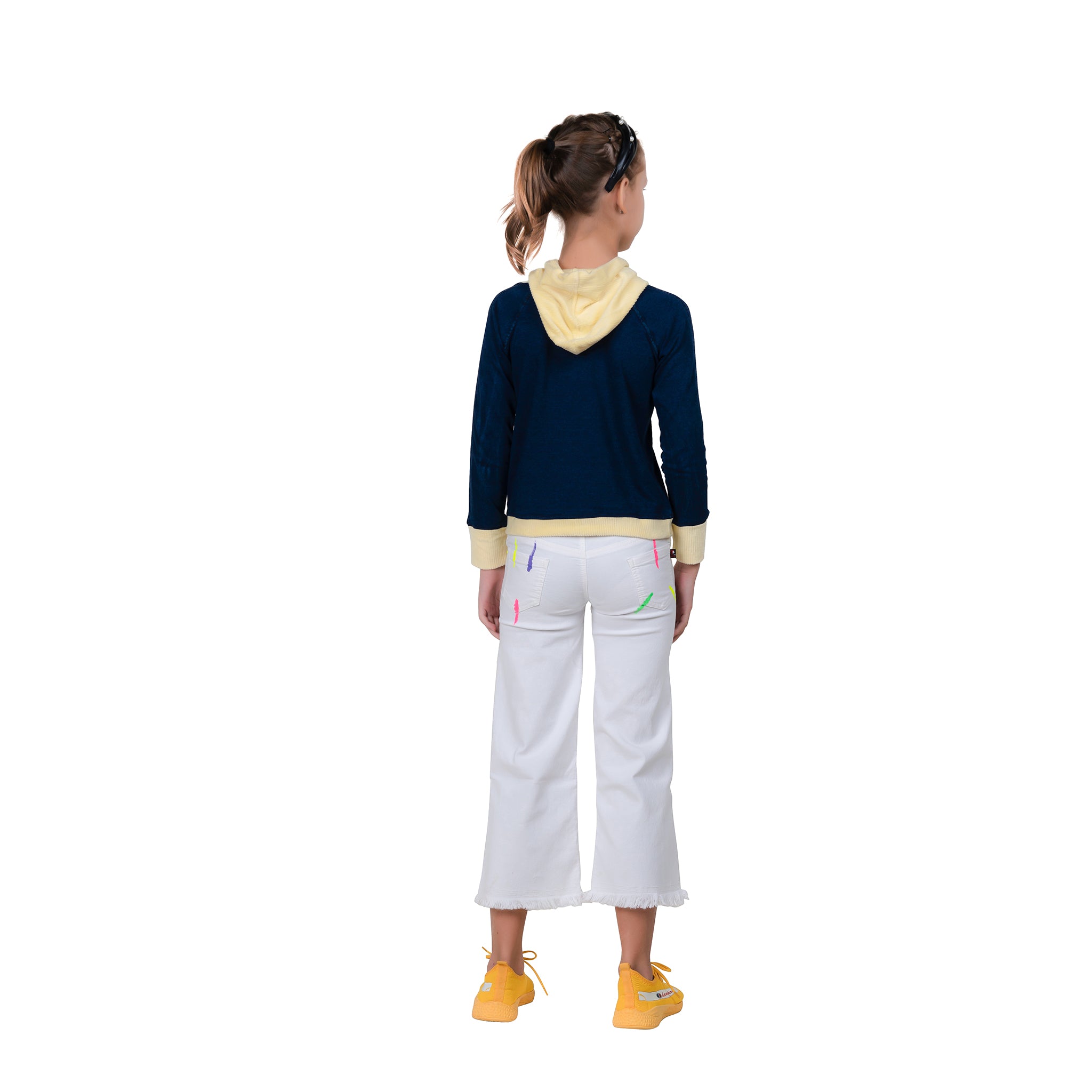 Lemon Colour Girl's Long Sleeve Pullover Hoodie.