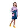 Purple 3/4th Sleeves Hooded Tunic Dress For Girl's