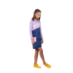 Purple 3/4th Sleeves Hooded Tunic Dress For Girl's.