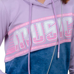Purple 3/4th Sleeves Hooded Tunic Dress For Girl's.