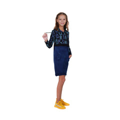 Girls Typography Print Hooded Tunic Dress.